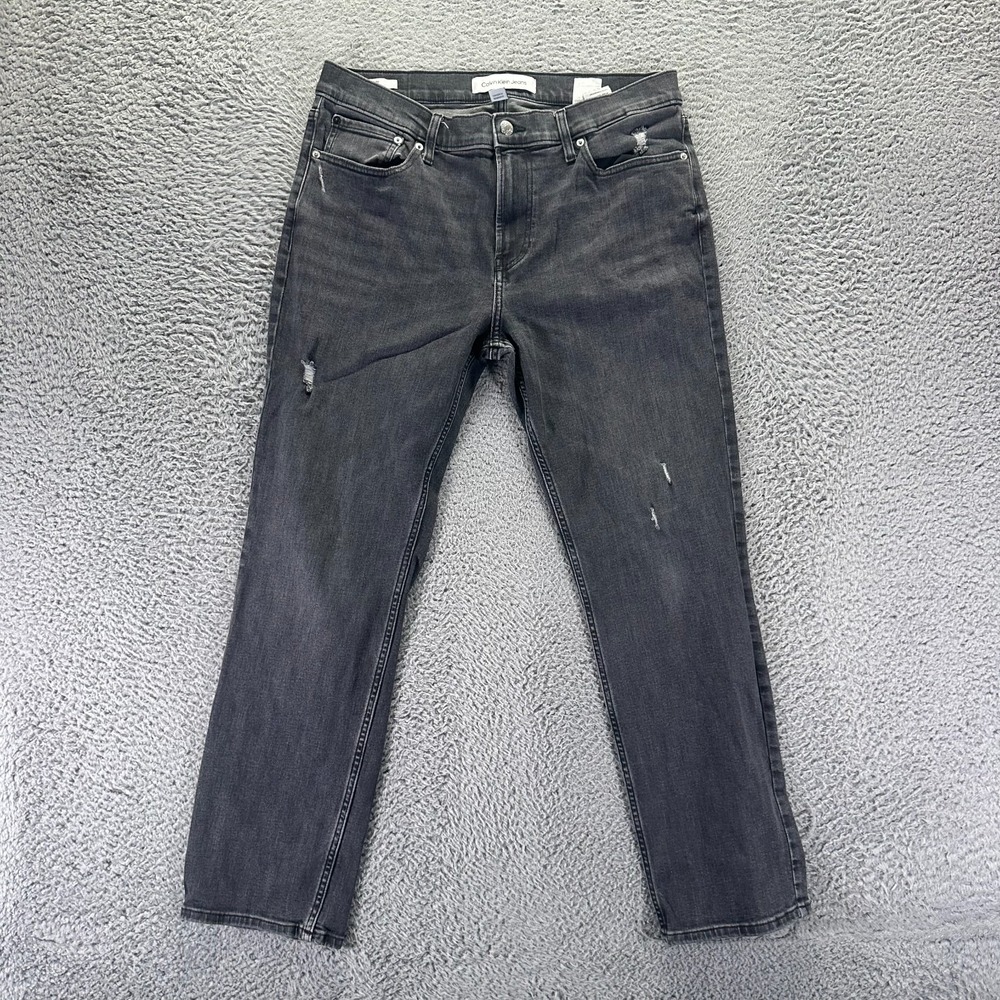 Calvin Klein Jeans Mens 34x30 Black Cotton Denim Straight Leg Streetwear Stretch